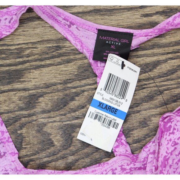 NWT Material Girl Juniors Braided-Back Graphic Tank Top Blooming Lotus Purple XL - Picture 7 of 10